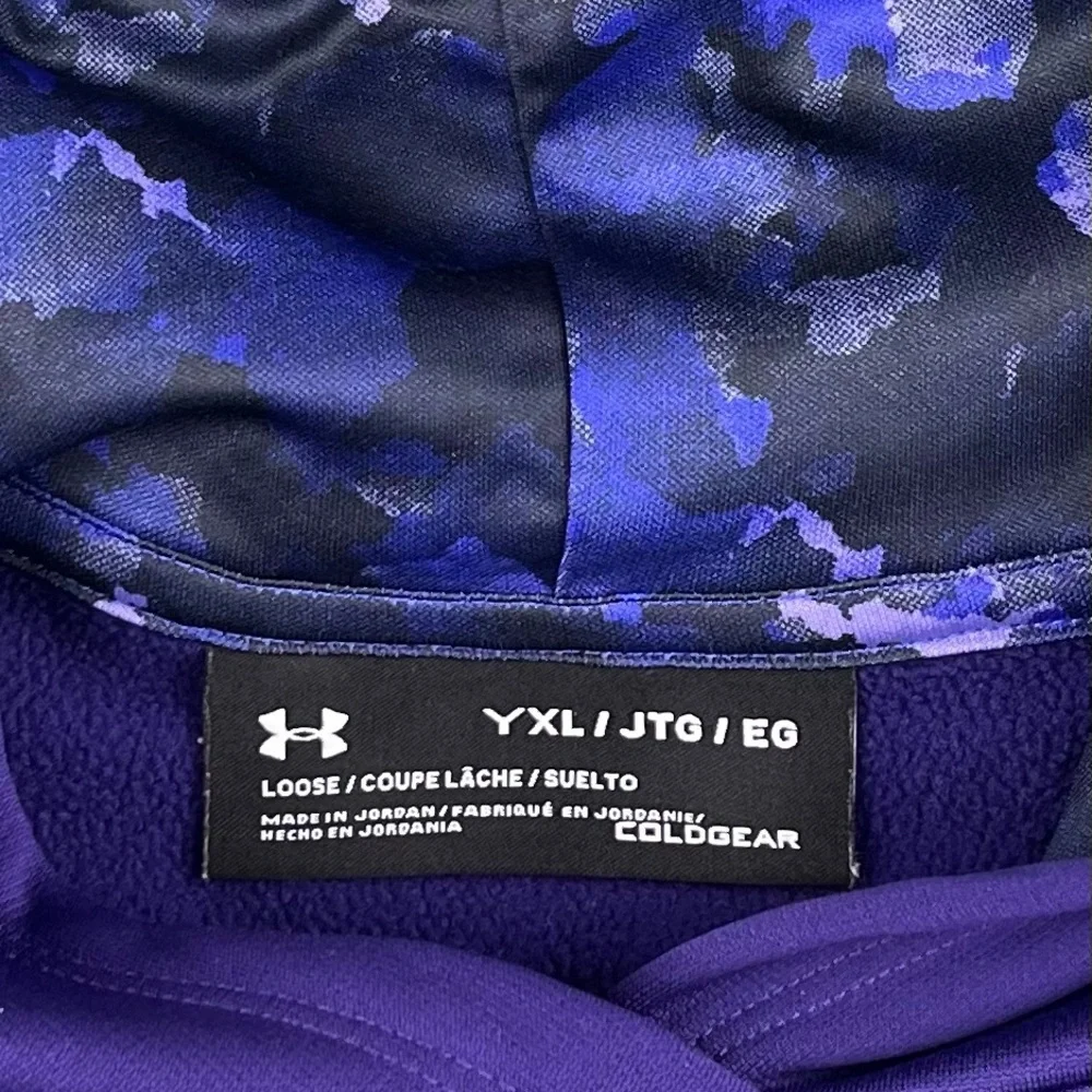 Under Armour Children's Unisex Loose Coldgear Hoodie Purple Size YXL